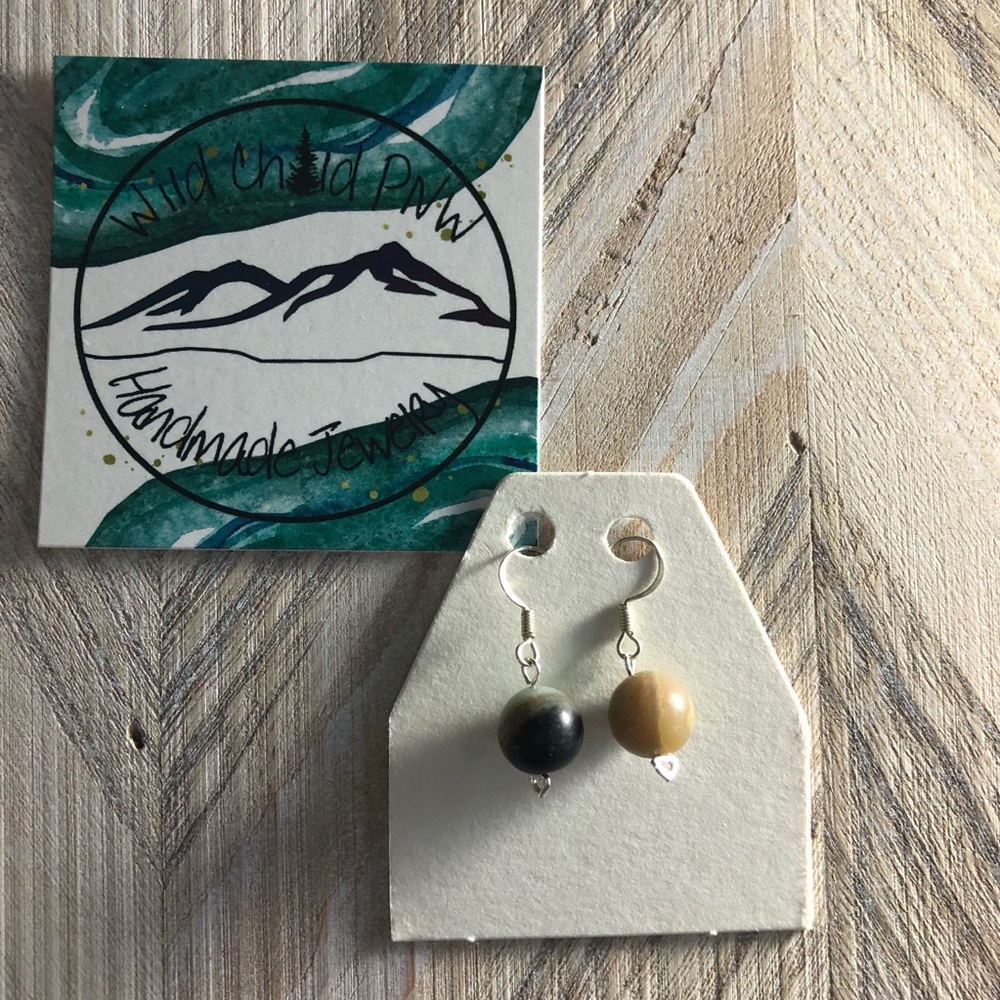 Blue Natural Stone Silver Earrings